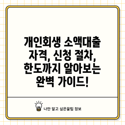 개인회생 소액대출: 자격, 신청 절차, 한도까지 알아보는 완벽 가이드!