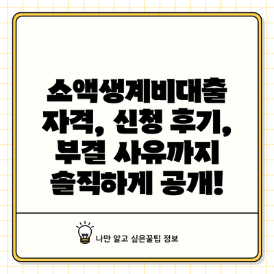 소액생계비대출: 자격, 신청 후기, 부결 사유까지 솔직하게 공개!