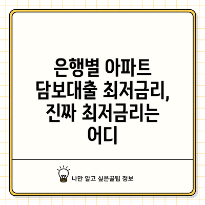 은행별 아파트 담보대출 최저금리, 진짜 최저금리는 어디?