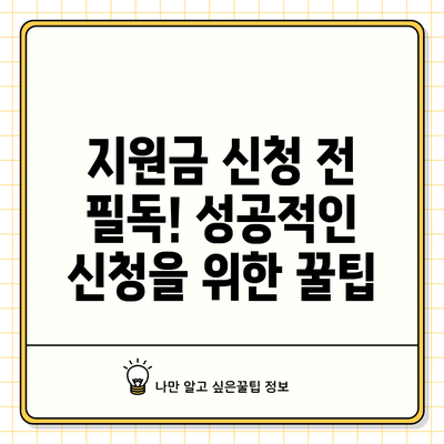 지원금 신청 전 필독! 성공적인 신청을 위한 꿀팁