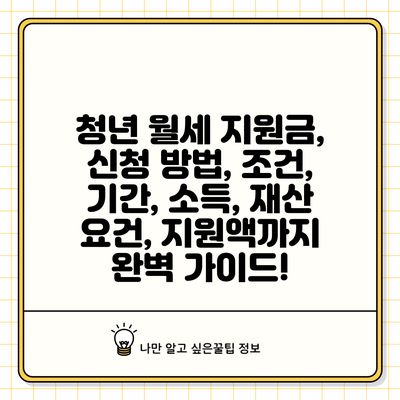 청년 월세 지원금, 신청 방법, 조건, 기간, 소득, 재산 요건, 지원액까지 완벽 가이드!