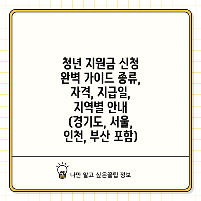 청년 지원금 신청 완벽 가이드: 종류, 자격, 지급일, 지역별 안내 (경기도, 서울, 인천, 부산 포함)