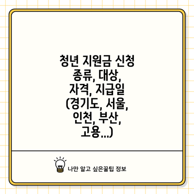 청년 지원금 신청: 종류, 대상, 자격, 지급일 (경기도, 서울, 인천, 부산, 고용...)