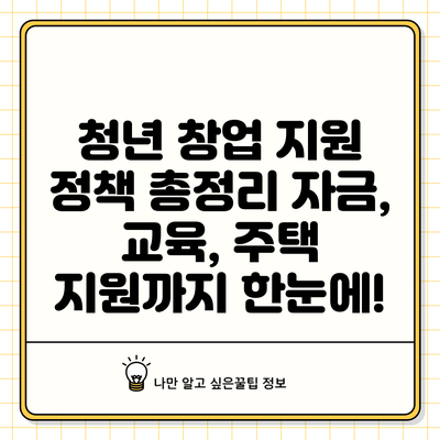 청년 창업 지원 정책 총정리: 자금, 교육, 주택 지원까지 한눈에!