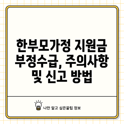 한부모가정 지원금 부정수급, 주의사항 및 신고 방법